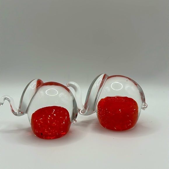 Set of 2 Chech glass figurines happy good luck elephants red. - Picture 4 of 12